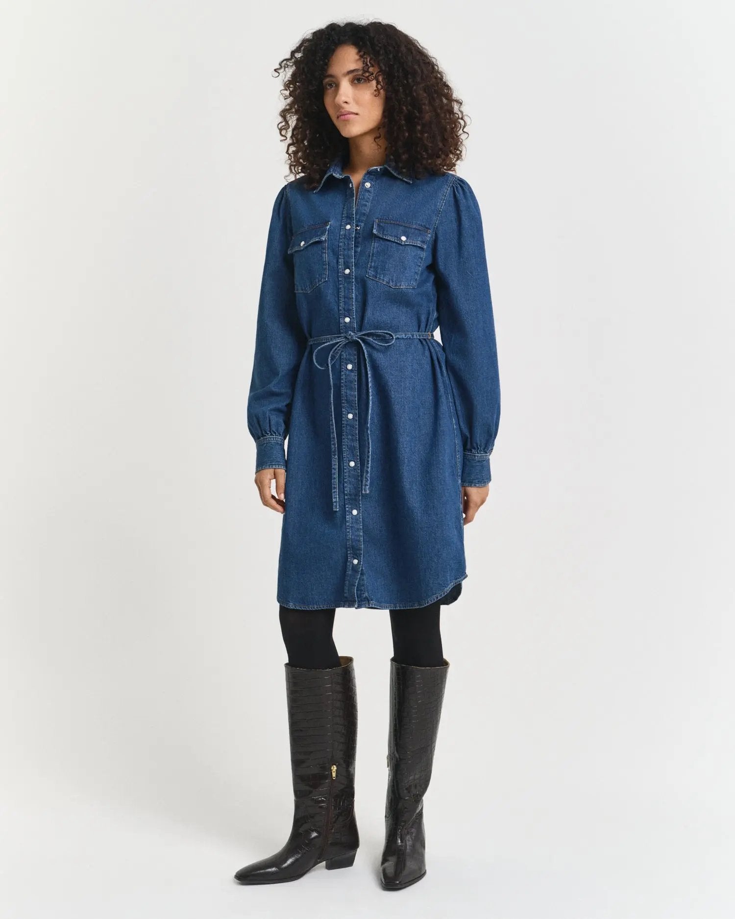 Τζιν Φόρεμα GANT Mε Puff Μανίκια & Ζώνη GANT