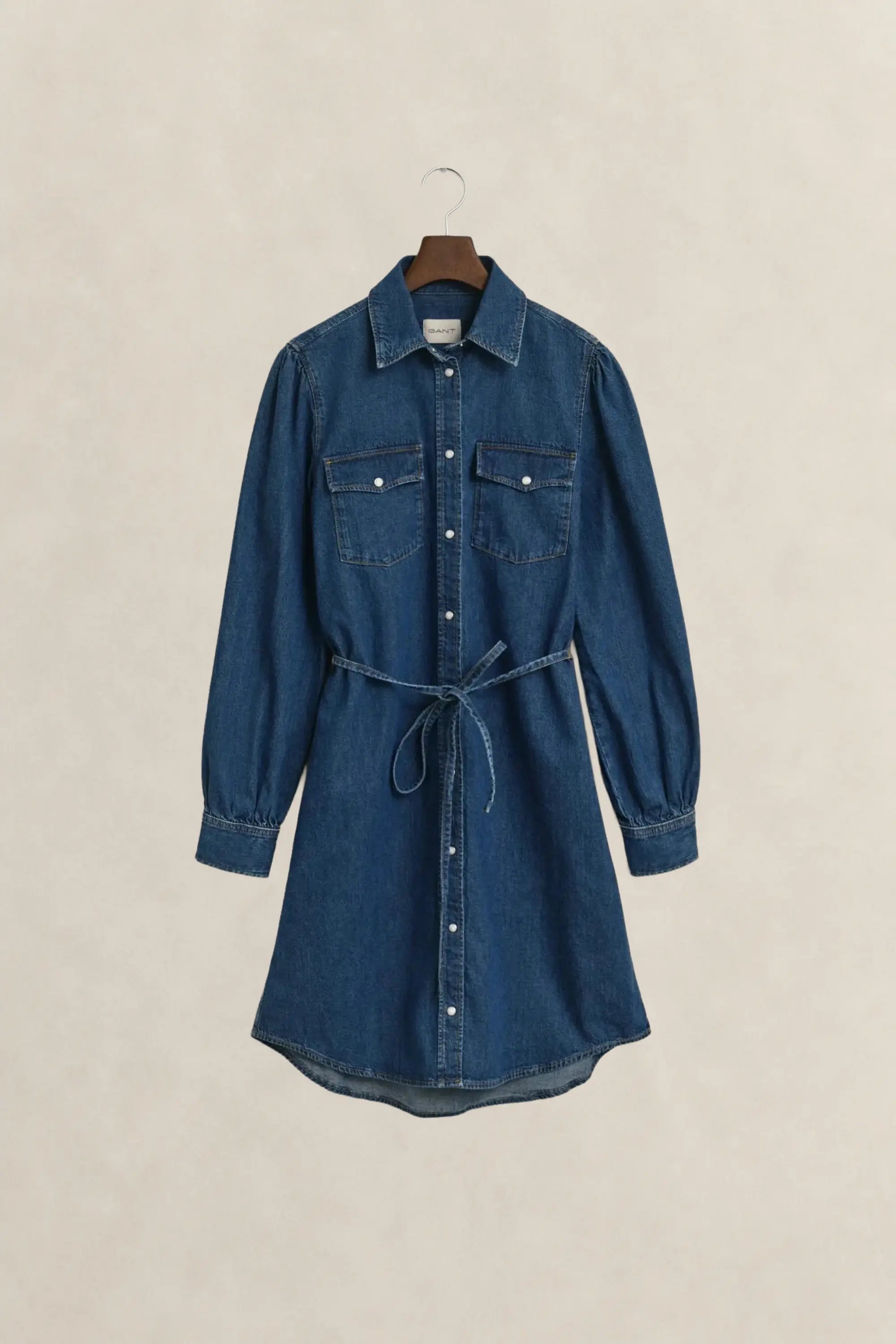 Τζιν Φόρεμα GANT Mε Puff Μανίκια & Ζώνη (Outlet) GANT