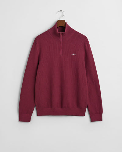 Πουλόβερ Βαμβακερό Micro Textured Με Half-Zip