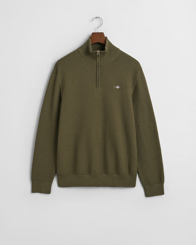 Πουλόβερ Βαμβακερό Micro Textured Με Half-Zip