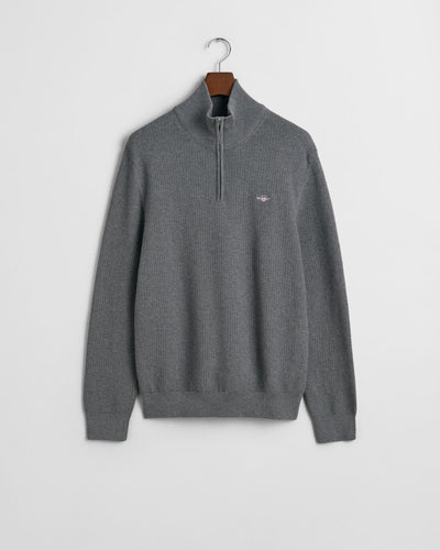 Πουλόβερ Βαμβακερό Micro Textured Με Half-Zip