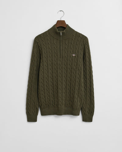 Πουλόβερ Βαμβακερό Half-Zip Με Cable Πλέξη GANT