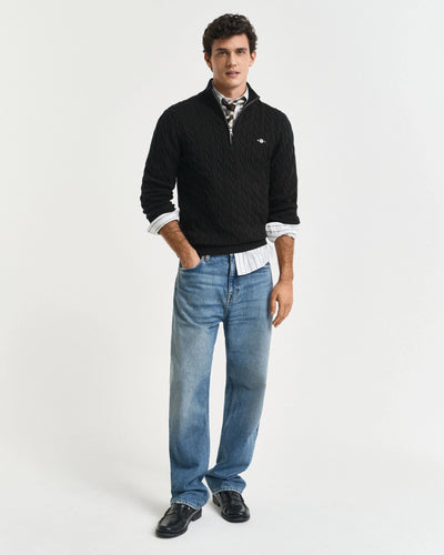 Πουλόβερ Βαμβακερό Half-Zip Με Cable Πλέξη GANT