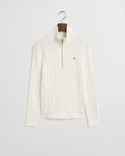 Βαμβακερό Πουλόβερ Half-zip με Πλέξη Cable GANT