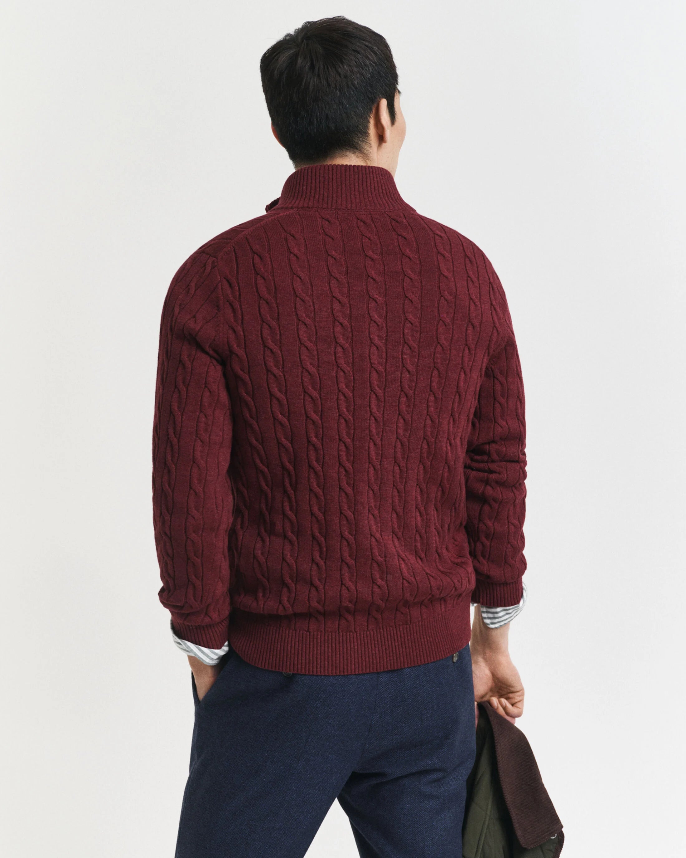 Πουλόβερ Βαμβακερό Half-Zip Με Cable Πλέξη