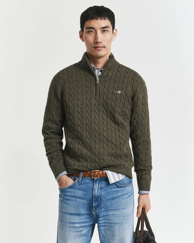 Πουλόβερ Βαμβακερό Half-Zip Με Cable Πλέξη GANT