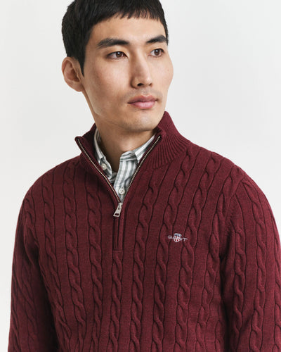 Πουλόβερ Βαμβακερό Half-Zip Με Cable Πλέξη GANT