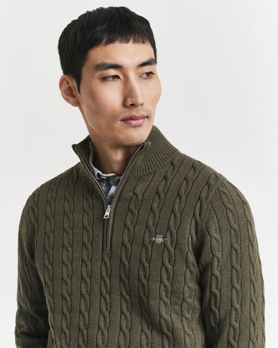 Πουλόβερ Βαμβακερό Half-Zip Με Cable Πλέξη GANT