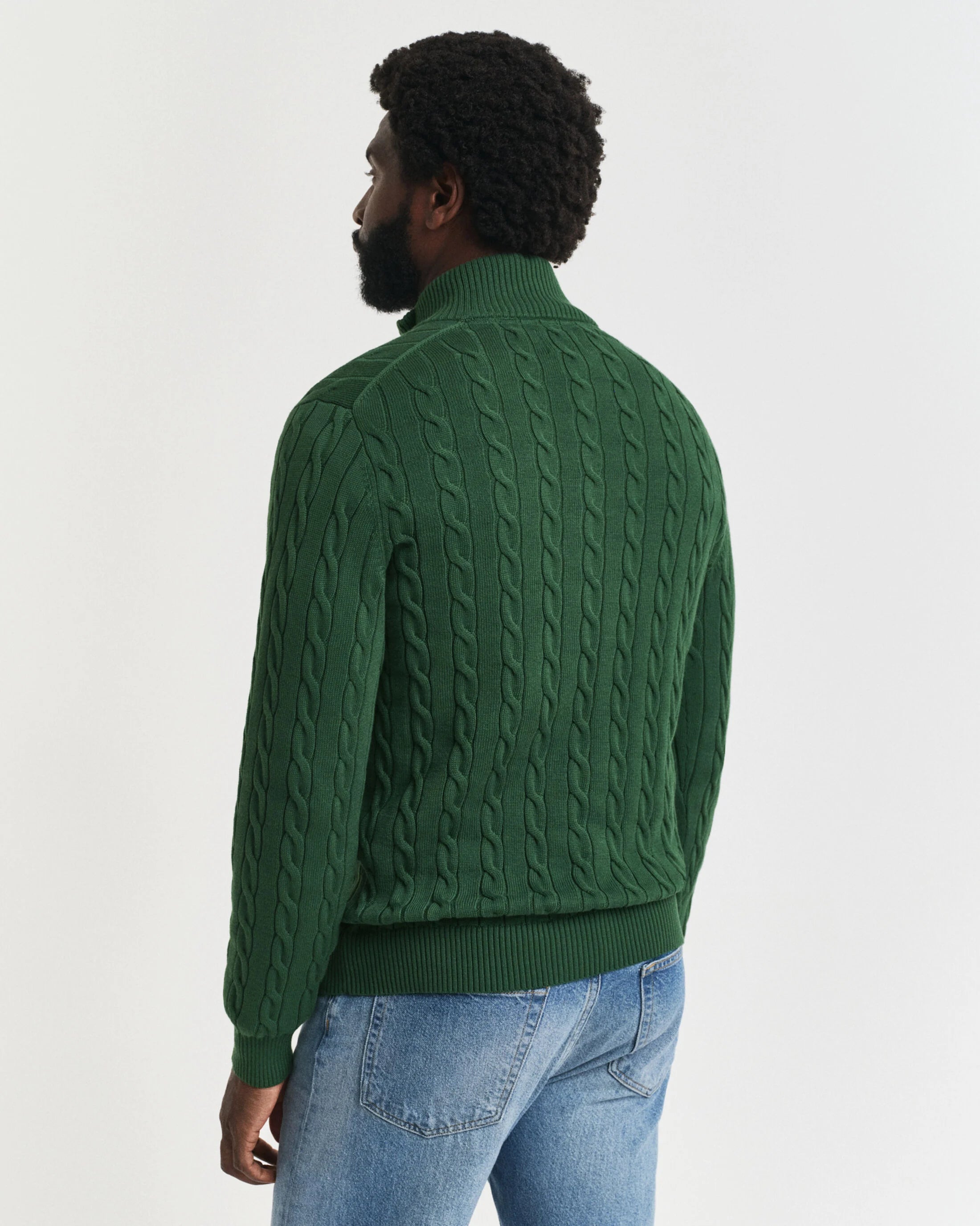 Πουλόβερ Βαμβακερό Half-Zip Με Cable Πλέξη