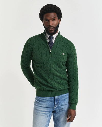 Πουλόβερ Βαμβακερό Half-Zip Με Cable Πλέξη GANT