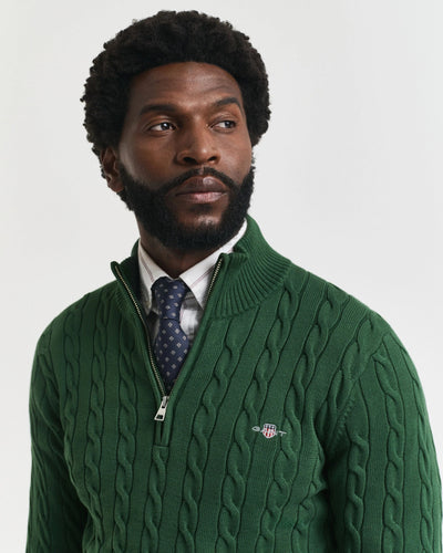 Πουλόβερ Βαμβακερό Half-Zip Με Cable Πλέξη GANT