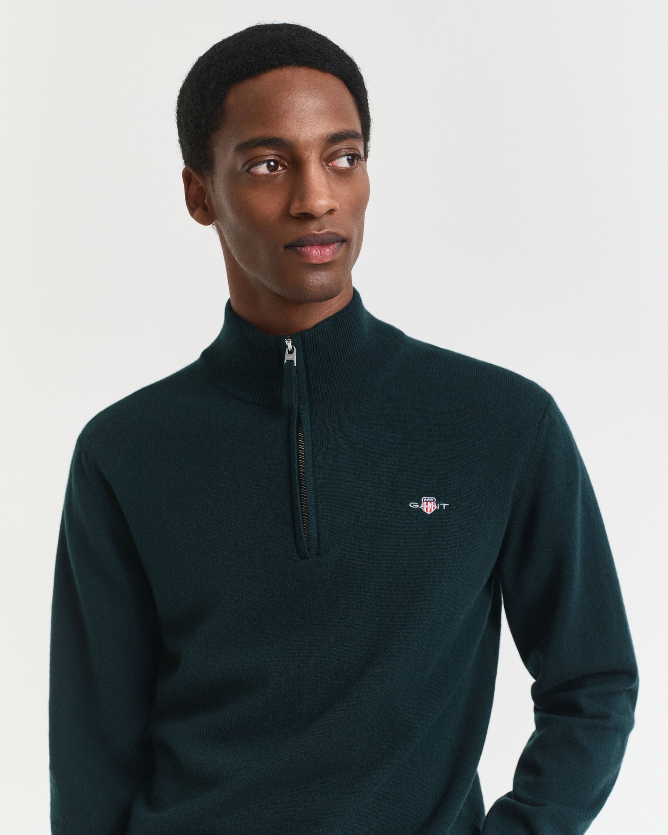 Πουλόβερ Half-Zip Από Μαλλί Αρνιού Με Λαιμόκοψη