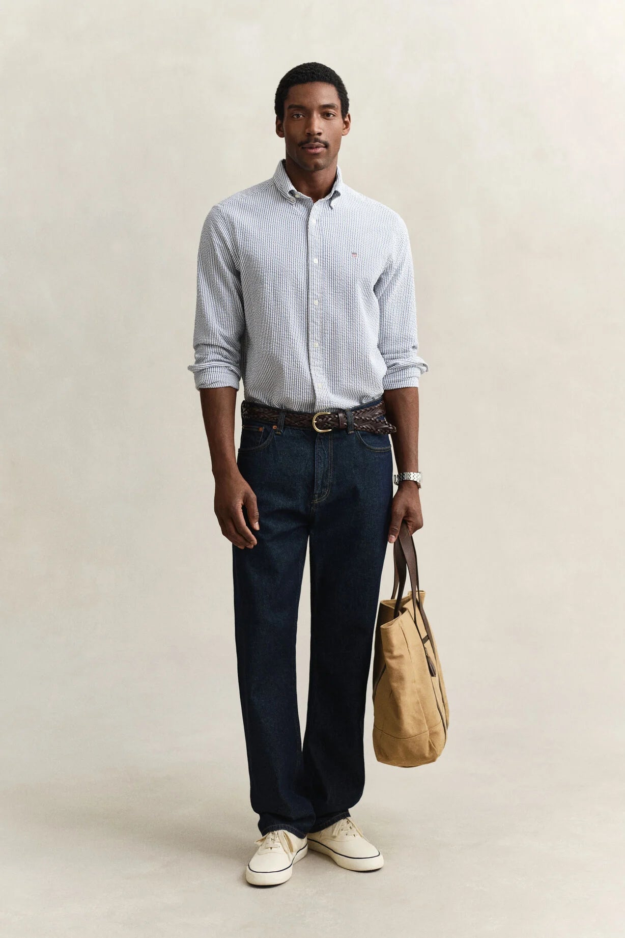 Ριγέ Πουκάμισο Seersucker Σε Κανονική Γραμμή