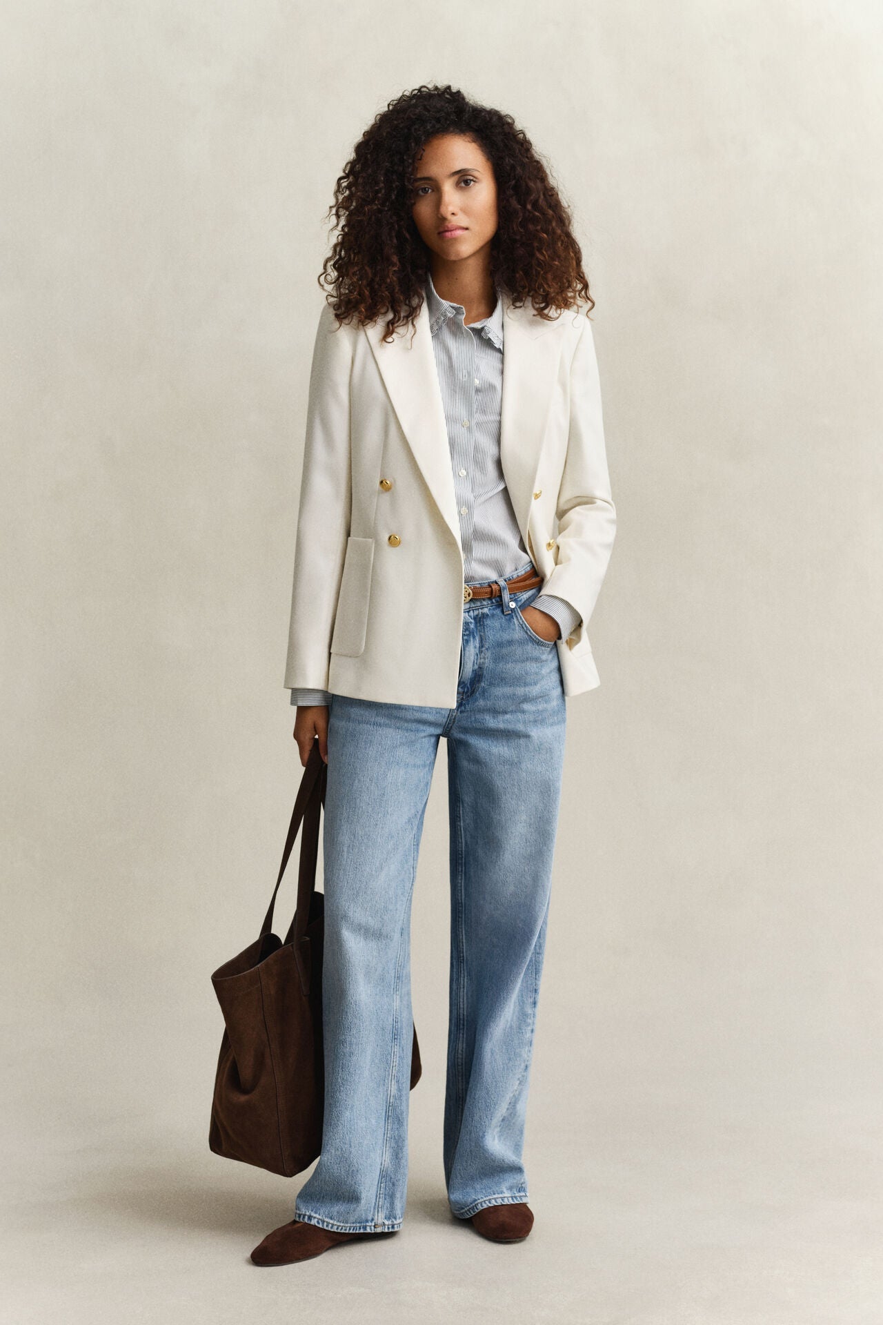 Ριγέ Βαμβακερό Πουκάμισο Με Βολάν