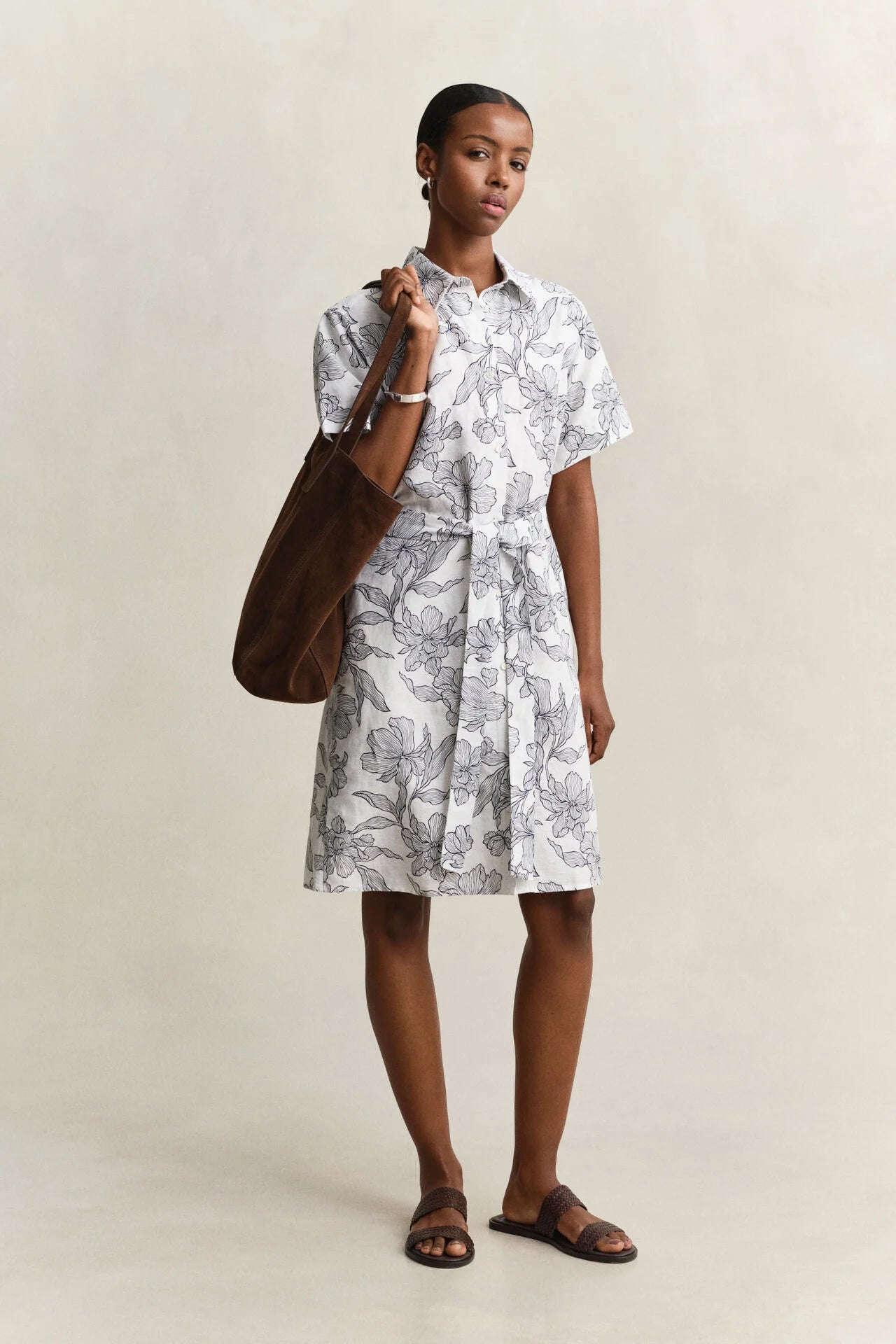 Φλοράλ Λινό Φόρεμα