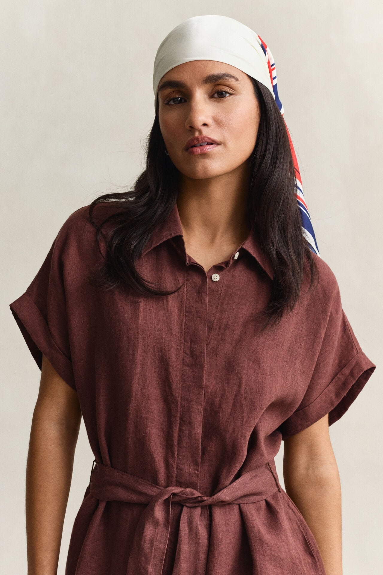 Λινό Φόρεμα Cap Sleeve GANT