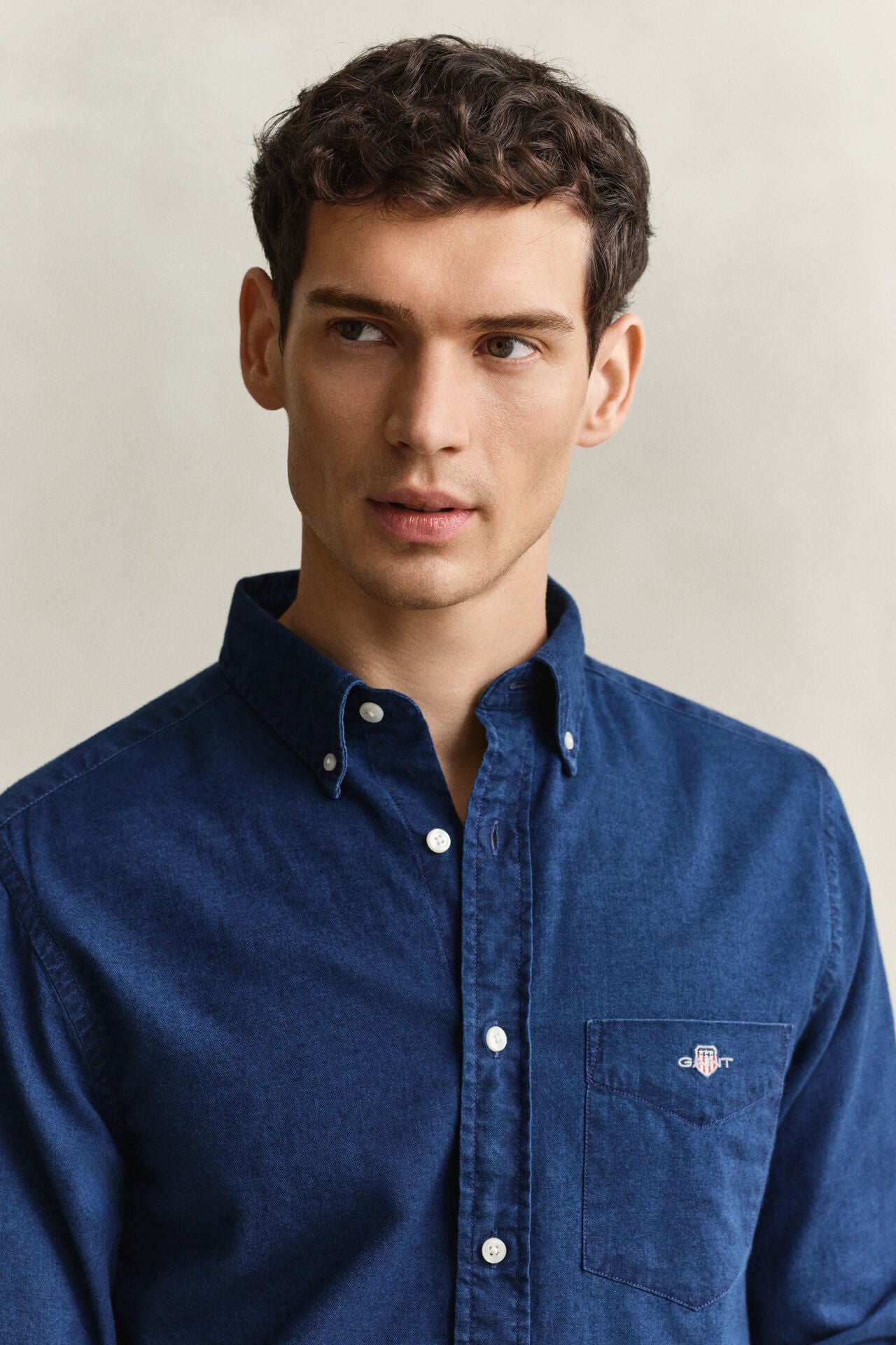 Πουκάμισο Indigo Oxford Σε Κανονική Γραμμή